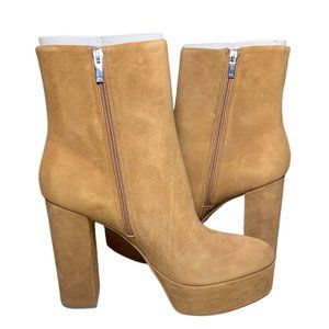 MARC FISHER Women's Caled Platform Boot Tan Suede Brand New w/box